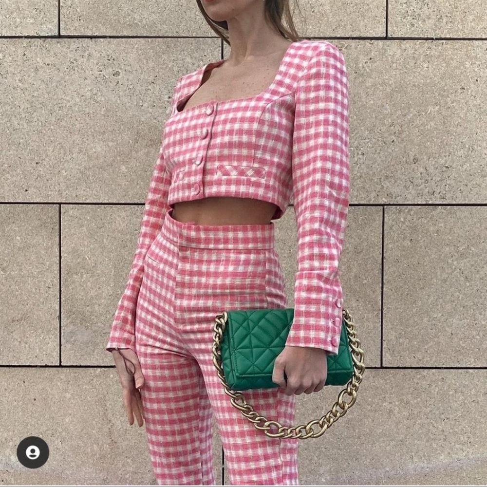 ZARA two piece pink gingham set